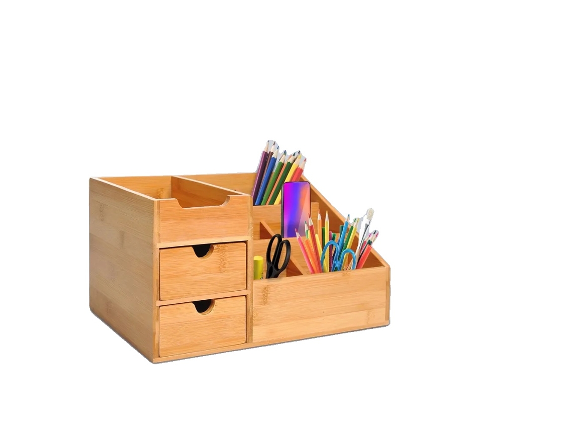 Organizador De Mesa, Material De Bambu, Design Compacto