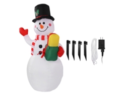 Boneco De Neve Inflável 1.5m Com Luz Colorida Plug Us Natal
