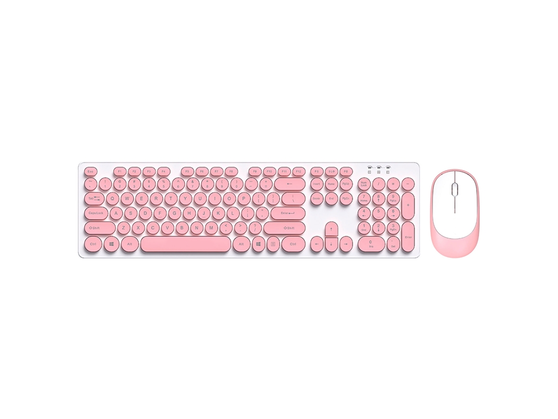 Combo De Teclado E Mouse Sem Fio T Wolf Tf770, Cor Azul/rosa Opcional Luz Dourada