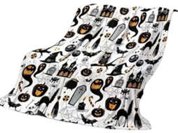 Manta Pequena Syjym Halloween em Flanela com Estampa Digital Confortável Macia e Quente de Dupla Face Ideal Pa