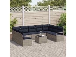 Vidaxl Conjunto De Sofás 10 Unid. Cinzeto Vime Pe