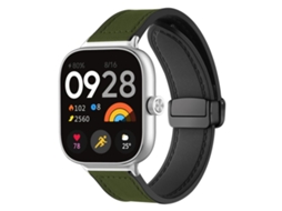Bracelete Para Xiaomi Band 9 Pro / 8 Pro - Fecho Magnético - Estampa Crazy Horse Verde Militar