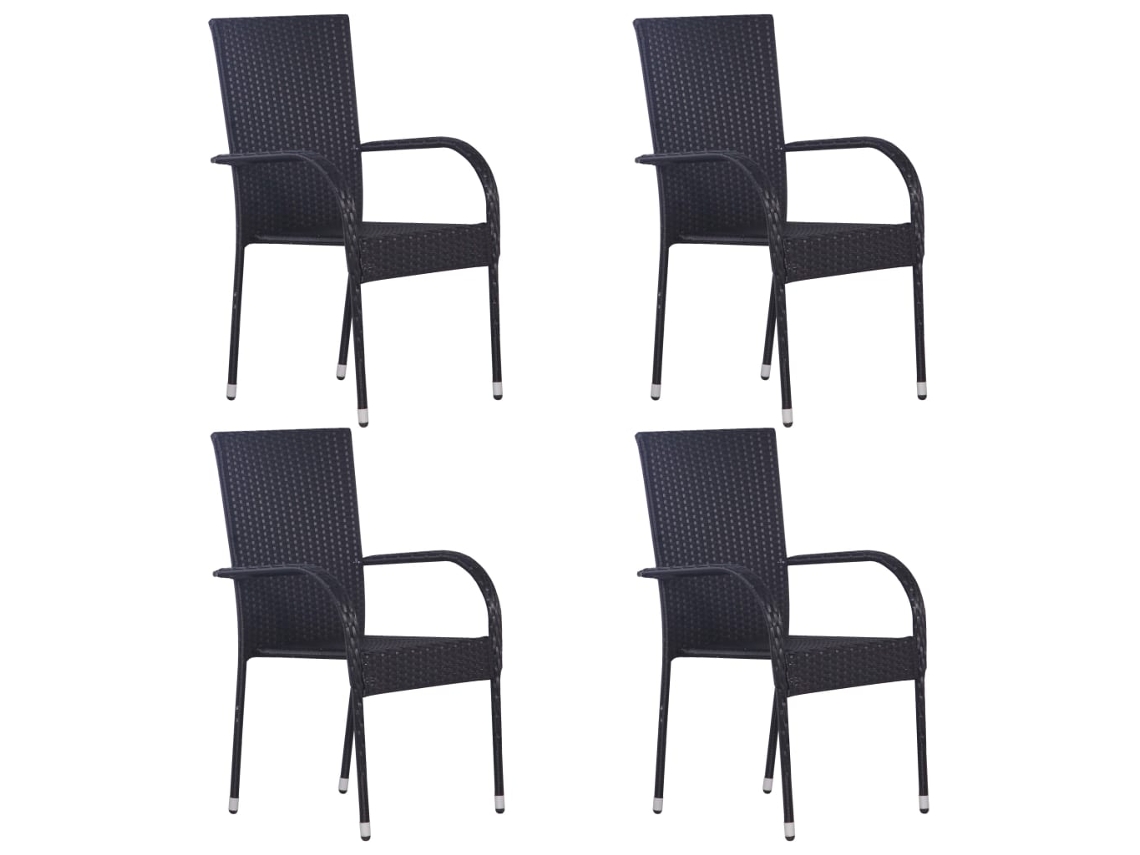 Maison Exclusive - 5 Pcs Conjunto De Jantar Para Jardim Preto