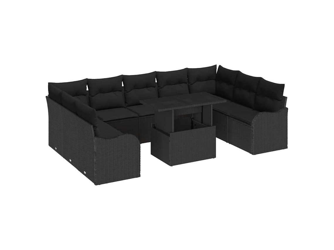 Maison Exclusive - Conjunto De Sofá De Jardim 10 Pcs Preto Rattan De Polipropileno