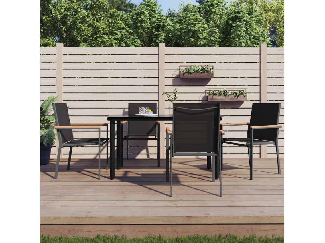 Cadeiras De Jardim 4 Pcs 55x61,5x90 Textilene E Aço Preto Dkd Home Decor