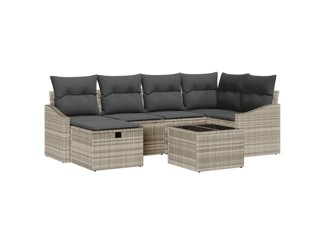 Conjunto 6 Conjunto De Sofás Para Exterior Vidaxl Cinzento-claro Vime Pe (233,5 X 123,5 X 85 Cm)