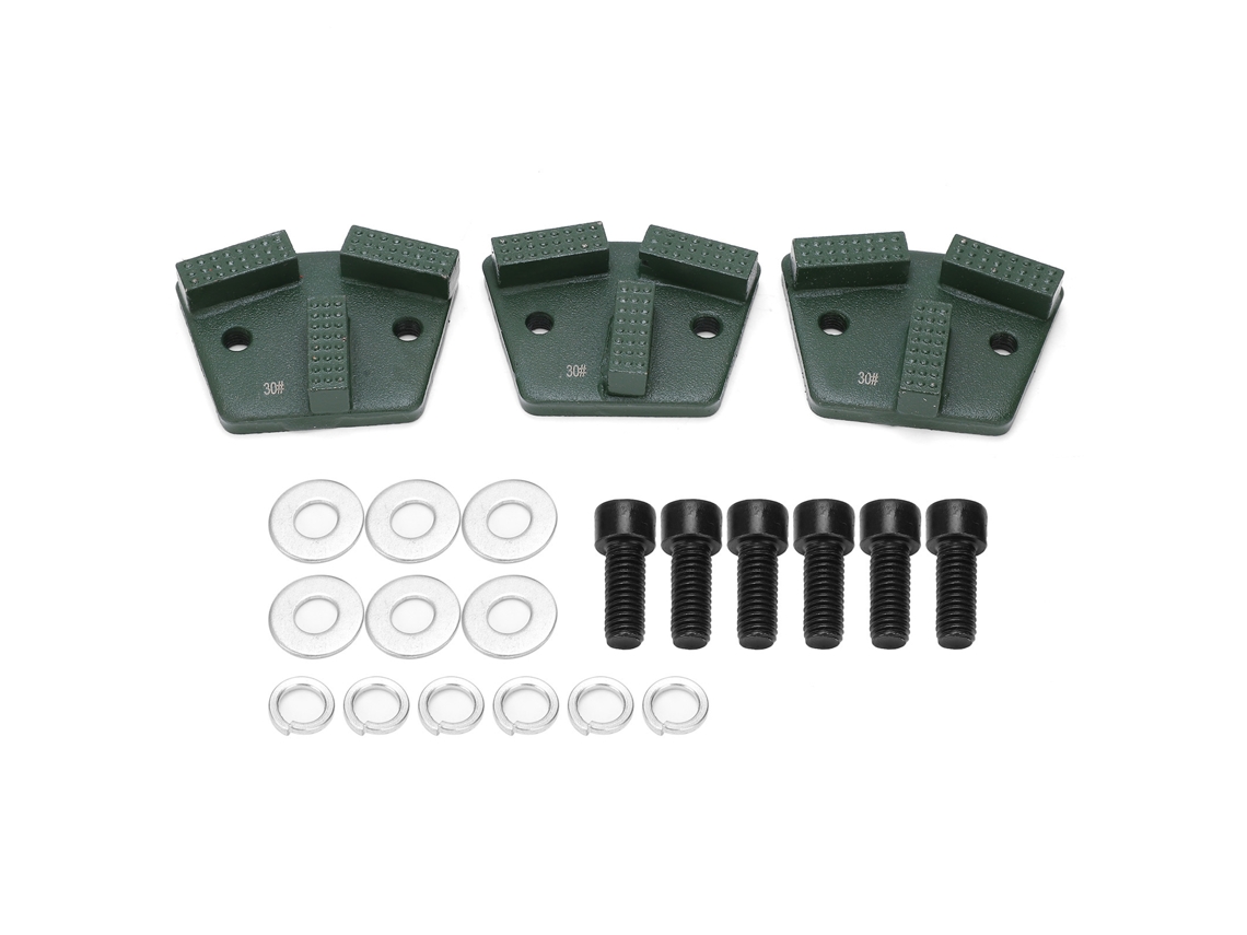 3 Peças De Sapatos De Esmerilado Diamante Trapezoidais Para Corte De Concreto 2 Buracos Verde 30