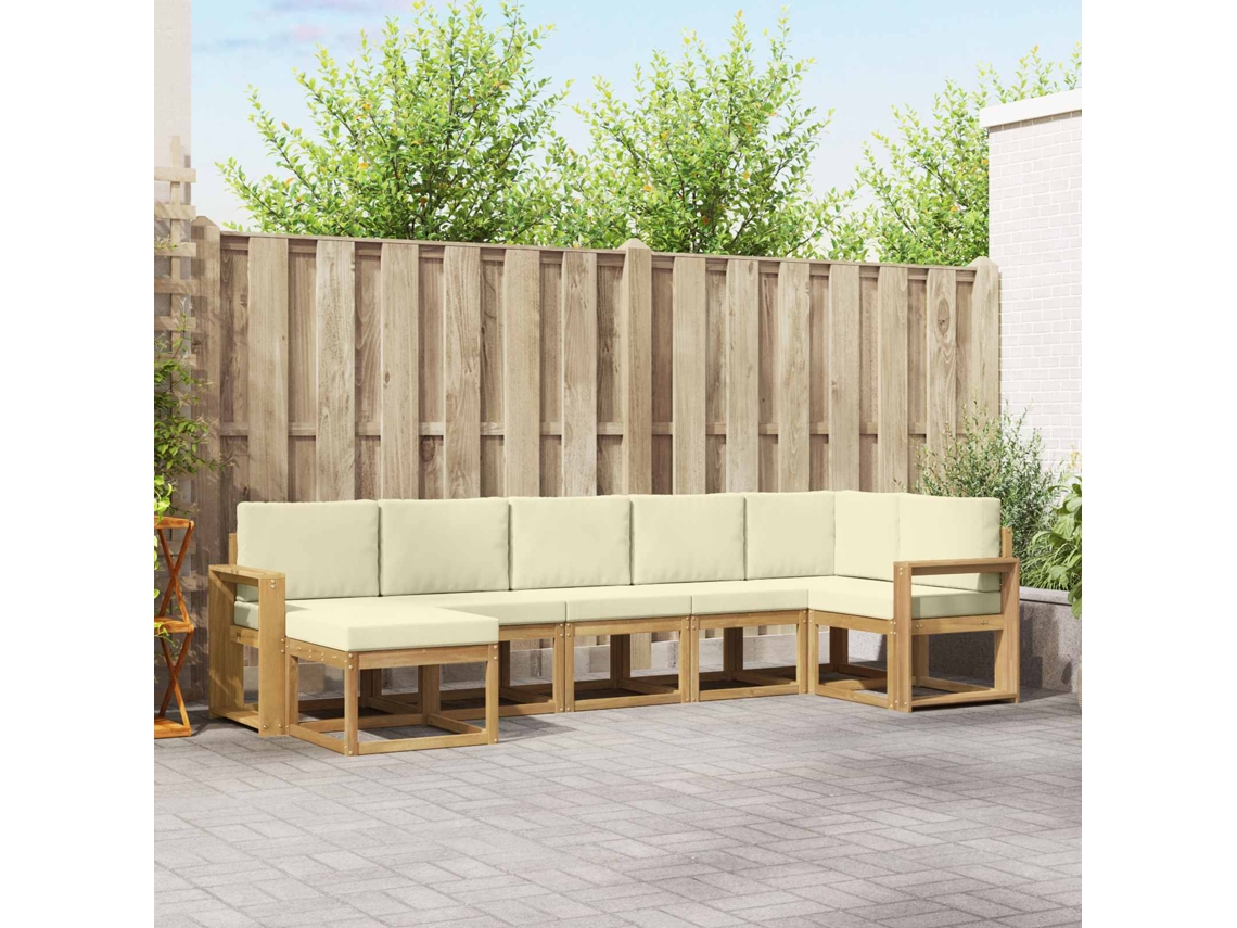 Vidaxl Conjunto De Sofás Para Exterior 7 Unid. Branco E Creme