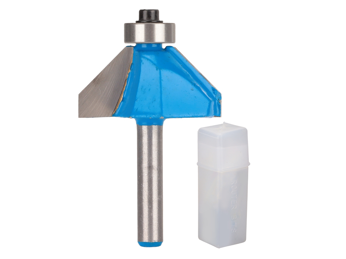 Broca De Router De 45 Graus Com Cabo Redondo De 1/4 Polegada E Cojinete Superior Para Carpintaria 1/4x5/8