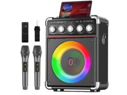 Máquina De Karaoke, Alto-falante Portátil, Microfone Sem Fio, Preto