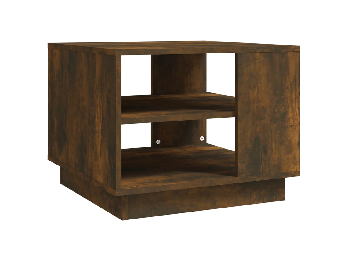 Mesa de centro com prateleiras, design moderno e contemporâneo, 55 x 55 x 43 cm, madeira industrializada, marrom, Dec038436, Décoshop26