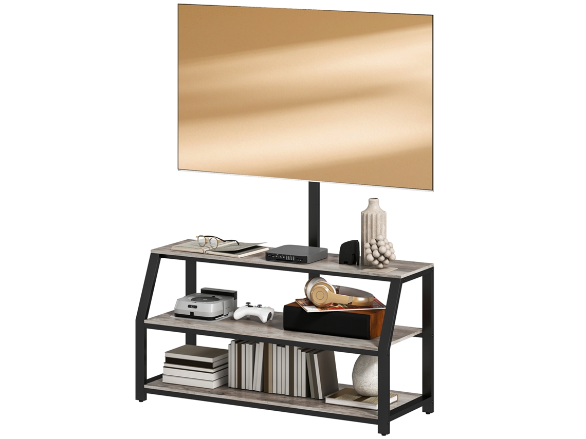 Suporte De Tv Para Tvs De Até 72 Polegadas, Cinza, De Tv Com 2 Prateleiras Abertas, 110 X 43 X 150 Cm