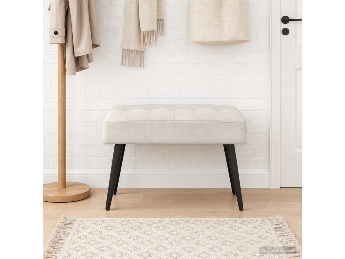 Vidaxl Banco Com Botões Estofados Creme 60 X 40 X 45 Cm Veludo