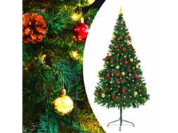 Vidaxl Árvore De Natal Artificial Pré-iluminada + Enfeites 210cm Verde