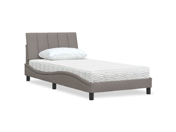 Vidaxl Cama Com Colchão Hanko 100x200 Cm Tecido Cinzento-acastanhado