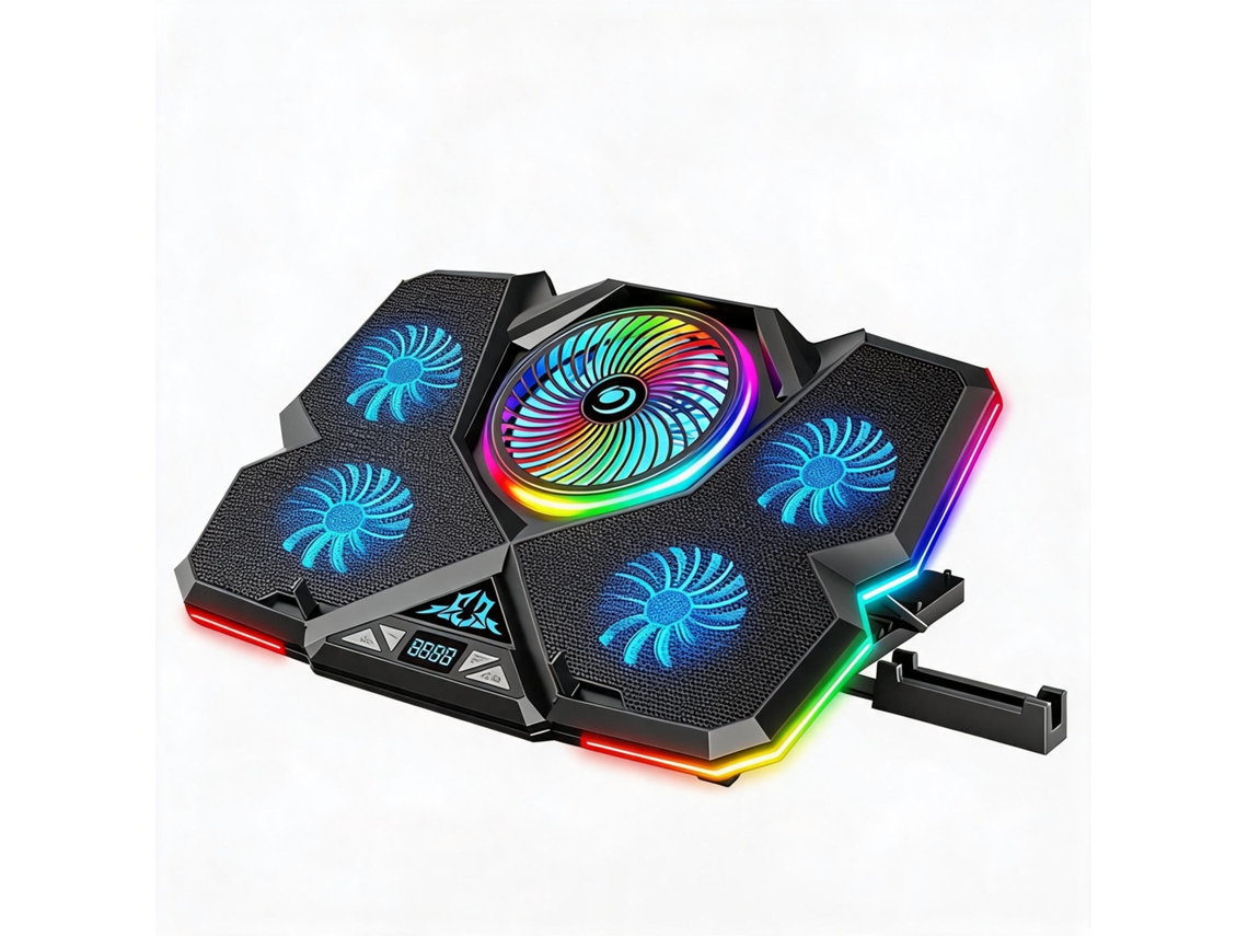 Suporte Cooler Gaming Ajustável Para 12 A 17 Polegadas Computador 5v, 12 Efeitos De Iluminação Rgb Azul