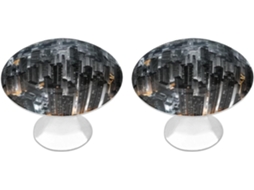 Conjunto De 2 Puxadores Aço Inoxidável Para Armários Cozinha, Com Design Personalizado De Vista Aérea Noturna, Ideais
