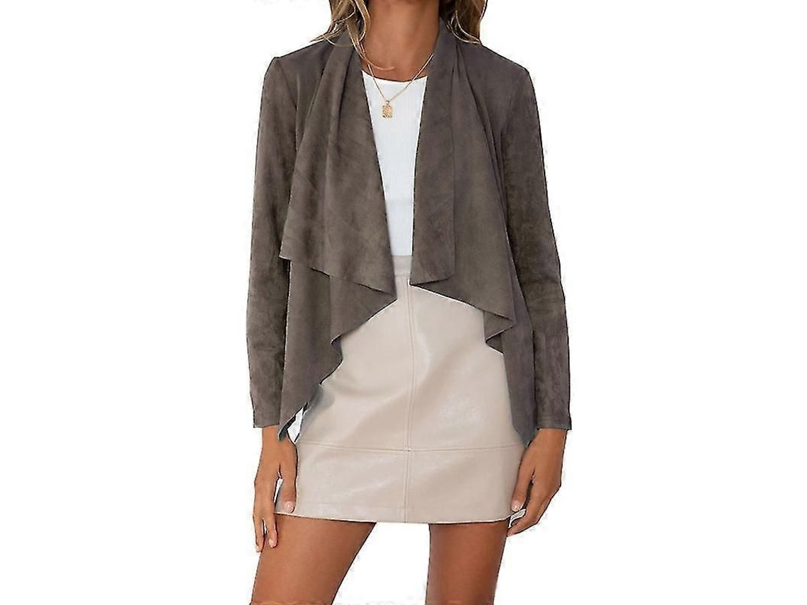 Cardigan Feminino De Cor Solida Com Gola Lapel, Manga Longa, Tamanhos S A 3xl, Para Todas As Estações E Ocasiões Brown