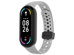 Pulseira De Silicone Preta Com Fecho Magnético E Furos Redondos Para Xiaomi Smart Band 10/9/8