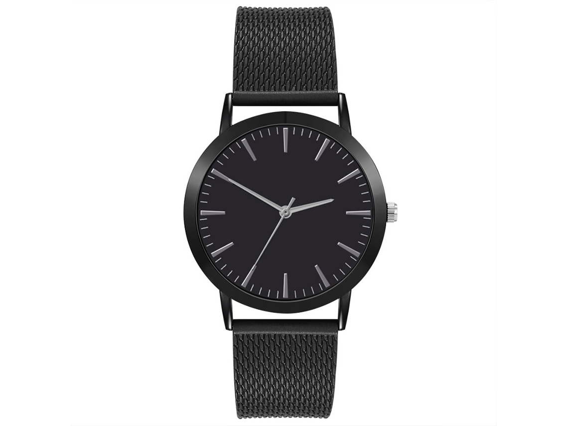 Reloj De Pulsera Cuarzo Para Hombre Y Mujer Con Dial Redondo Y Correa Plástica Negro