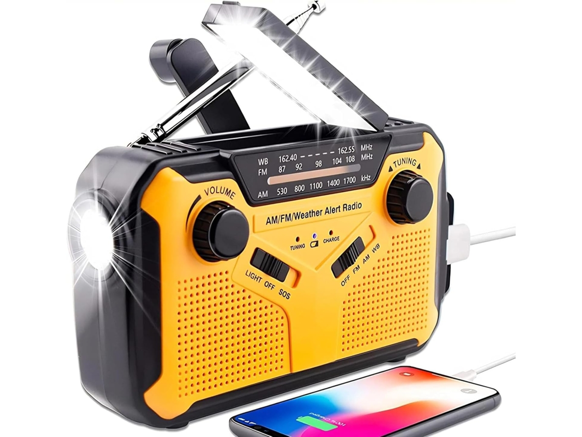 Rádio Solar Portátil Yikanwen, Am/fm com Manivela e Bateria Recarregável AQUAFORGE