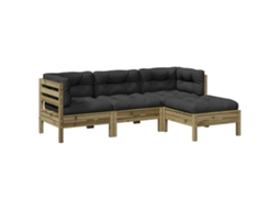 Maison Exclusive - 4 Pcs Conjunto Sofás P/ Jardim Com Almofadões Pinho Impregnado