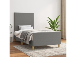Estrutura De Cama Sem Colchão 90x200 Cm Tecido Cinzento-escuro