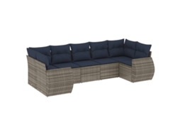 Conjunto de Sofá de Jardim, 7 Peças, Almofadas, Rattan Cinza MAISON EXCLUSIVE
