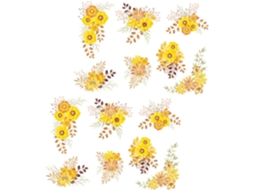 2 Adesivos De Parede Autoadesivos Com Pequenos Padrões De Flores Amarelas.