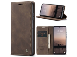 Capa Flip Para Celular Com Slot Magnético Para Cartão Simmarrom Café, Redmi Not8
