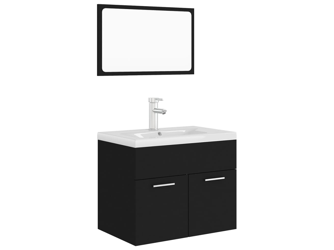 Bathroom Furniture Set, Bathroom Furniture Sets Vidaxl Preto Madeira Processada (60 X 38.5 X 46 Cm)