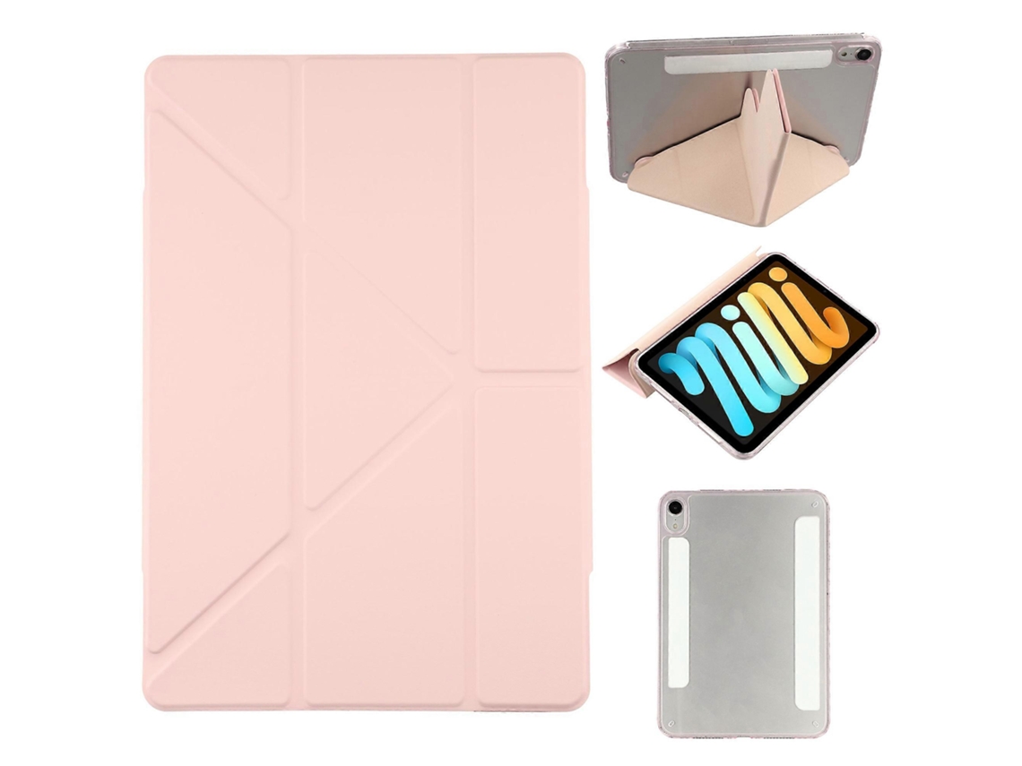 Capa Tkdaddy para iPad Mini (2021) com data magnética Duplo, suporte de TPU acrílico origami, rosa Hengrongshen (2024)