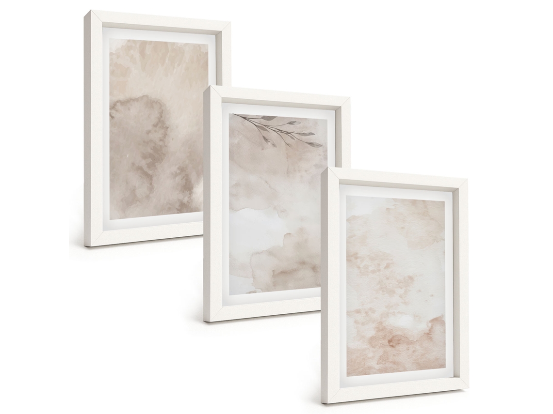 Um Conjunto De Imagens Decorativas Em Uma Moldura Tintas Em Aquarela Boho Derramadas Moldura Branca Pinturas De Quarto Espelharte (3 Peças 20x30 Cm)