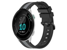 Pulseira Vertical De Silicone Bicolor 20 Mm, Compatível Com Garmin Forerunner 55, Preta E Cinza., Acabamento Moderno