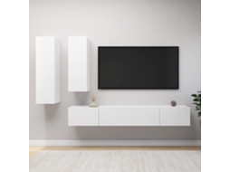 4 Pcs Conjunto De Móveis De Tv Derivados De Madeira Branco DKD HOME DECOR