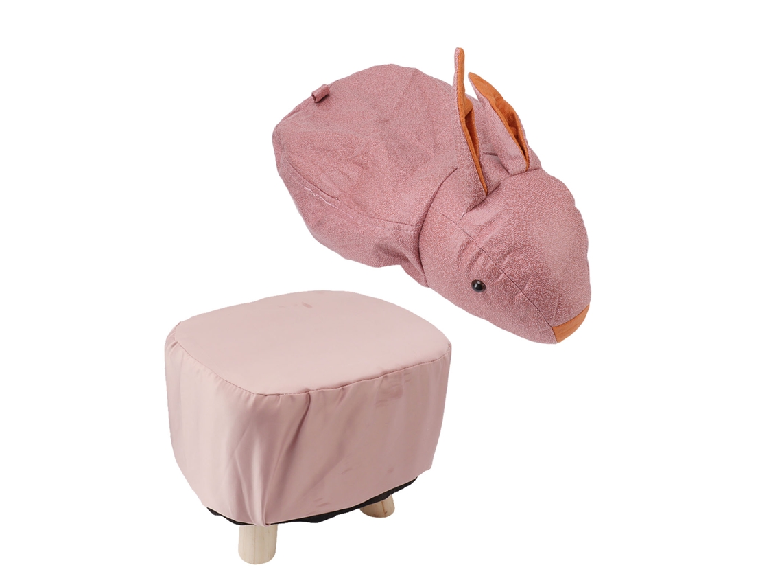Pequena escada de pés animal fofa com almofada macia e pé anti derrapante para crianças adultos coelho rosa S/MARCA