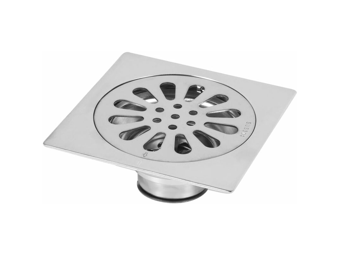 Ralo de piso quadrado em aço inoxidável espesso, antiodor, para chuveiro, banheiro, 100x100mm | AQUAFORGE