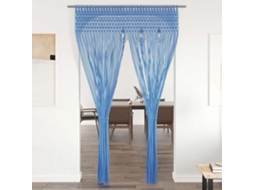 Vidaxl Cortina Macramé 140x240 Cm Algodão Azul