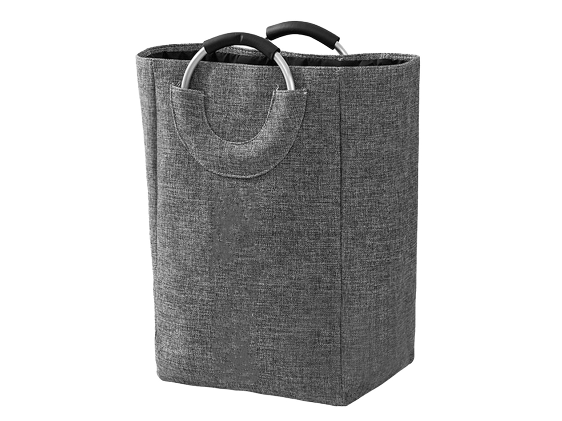 Lurelia Cesto Para Roupa Dobrável Impermeável Alças 32 X 25 X 50 Cm Algodão E Linho Cinza Escuro Lavandaria
