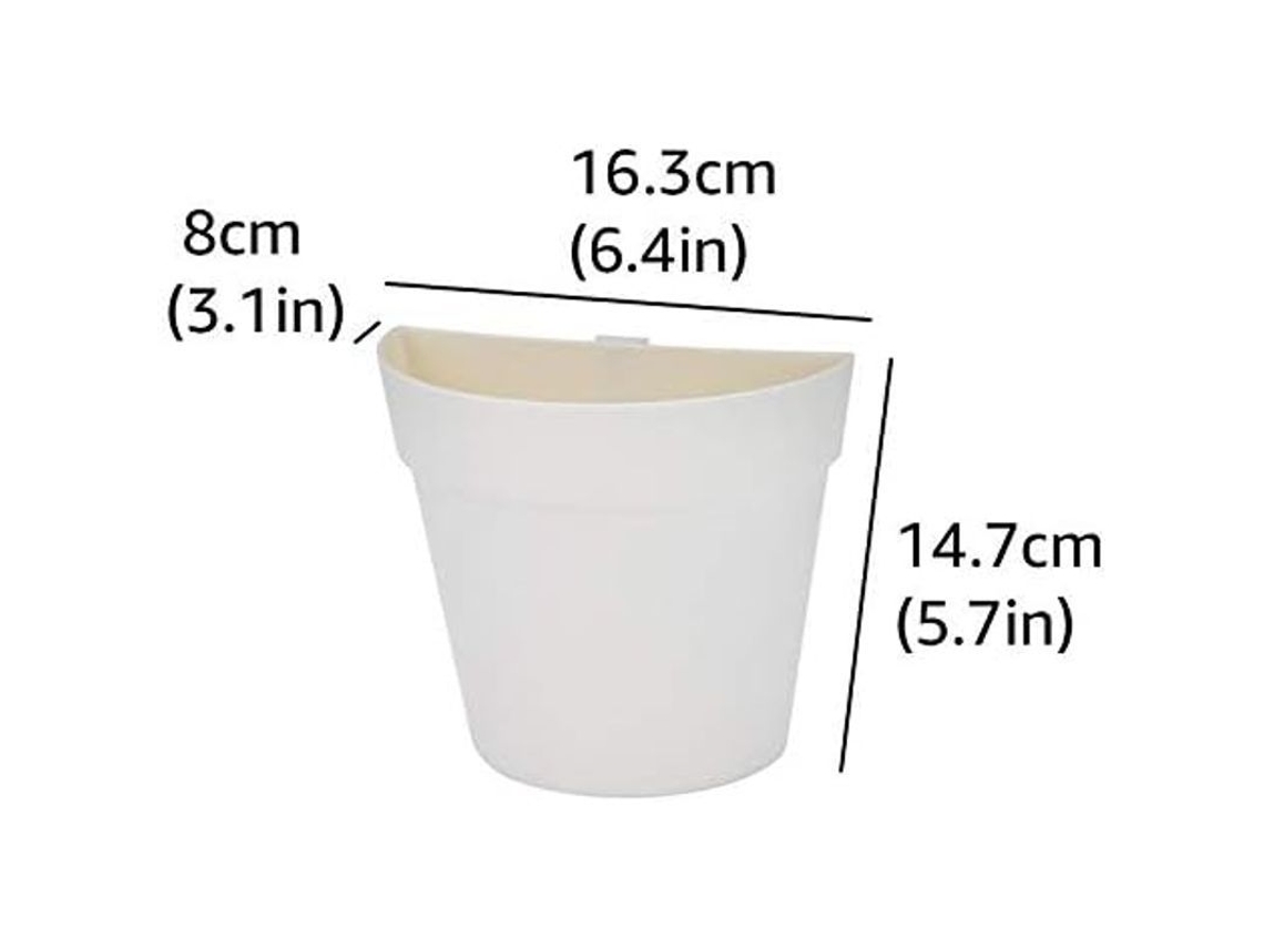 Conjunto de 2 vasos de plástico para pendurar, para uso interno e externo, branco creme.