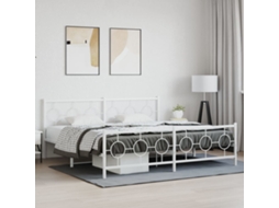 Estrutura De Cama Com Cabeceira E Pés 200x200 Cm Metal Branco