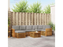 Vidaxl Conjunto De Sofás Para Exterior 8 Unid. Cinza Natural E Claro