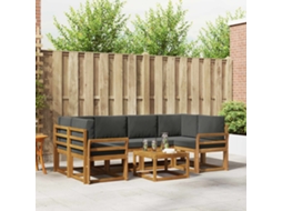 Vidaxl Conjunto De Sofás Para Exterior 7 Pcs Natural E Antracite