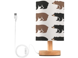 Abajur De Cabeceira Em Formato Urso Para Quarto, Com Portas De Carregamento Usb C, Luminária De Mesa Cabeceira