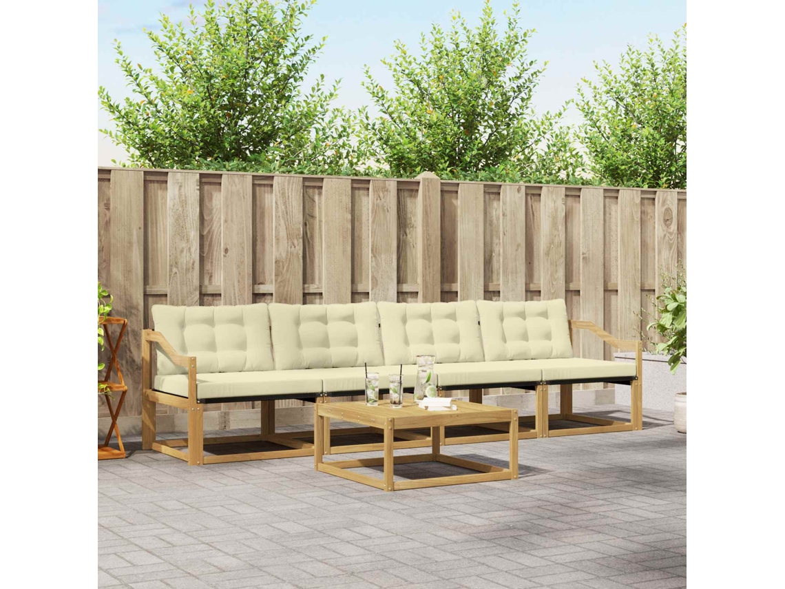 Vidaxl Conjunto De Sofás Para Exterior 5 Pcs Branco E Creme