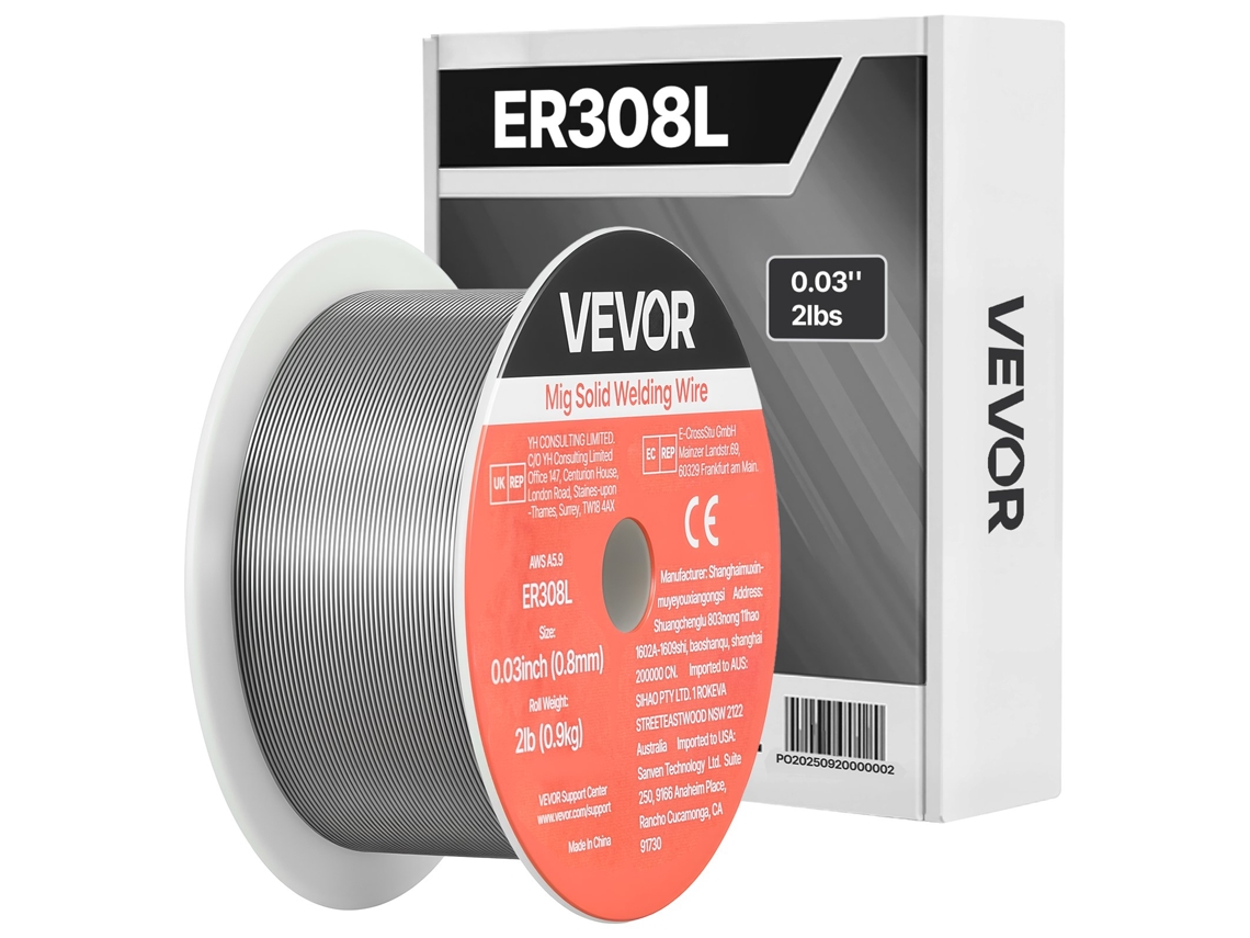 Fio De Soldadura Mig Sólido Er308l 0,8 Mm 0,9 Kg Aço Inoxidável Vevor
