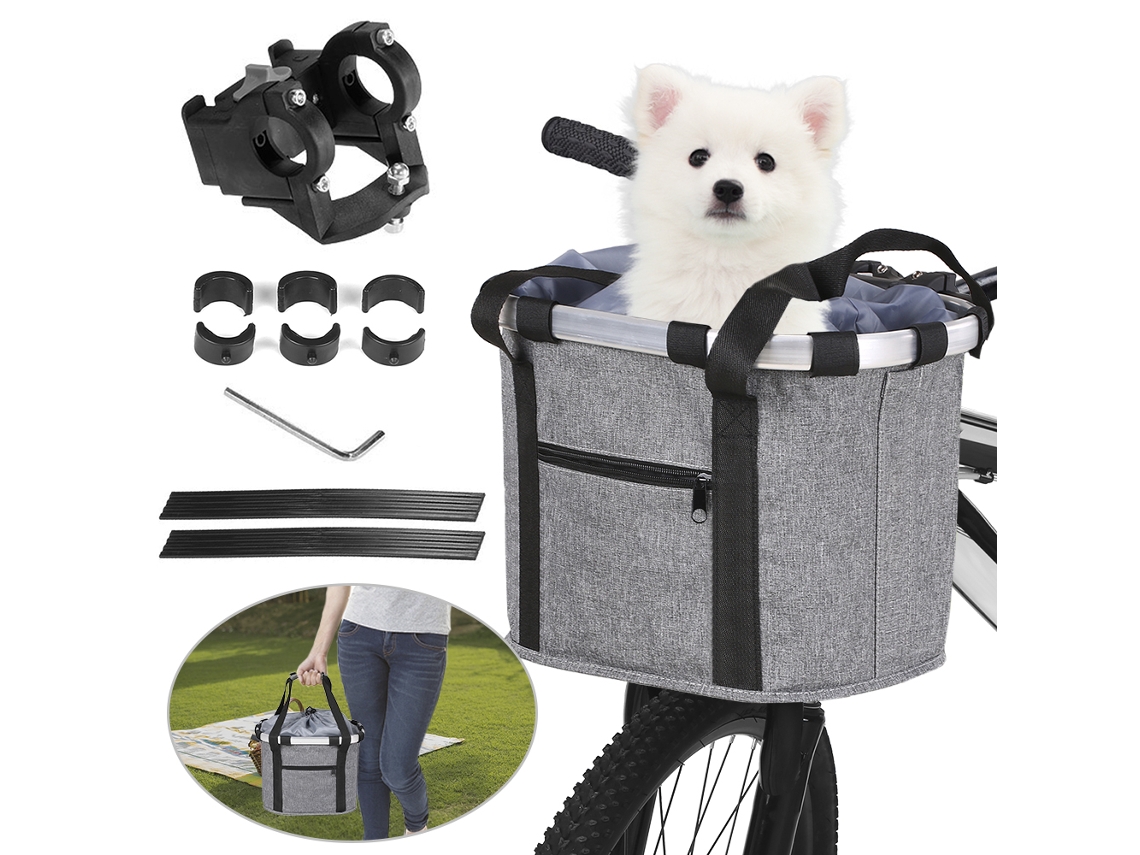 Mali cesto para Bicicleta Frontal Removível para Pets com Moldura de Alumínio e Capacidade Ajustável