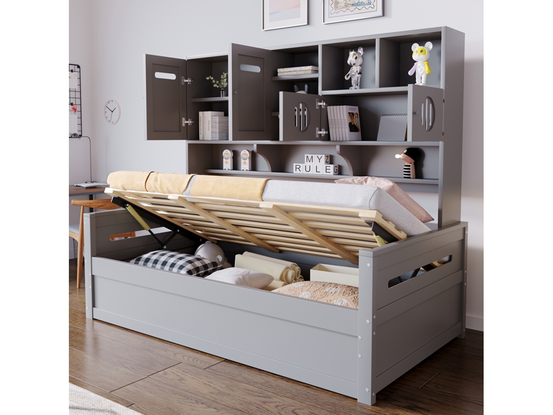 Sofá-cama Madeira 90x200 Hidráulico Cinza