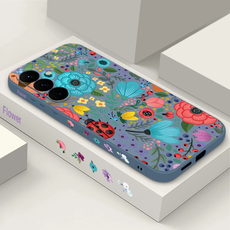 Capa De Celular Galaxy S20 Fe Em Tpu Macio (cinza) Com Estampa De Joaninha E Flor