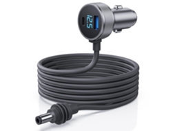 Carregador Veicular Potente Mini Com Visor Digital, Cabo Dc Impermeável Triplo Uso 5 Metros Cabo 16awg